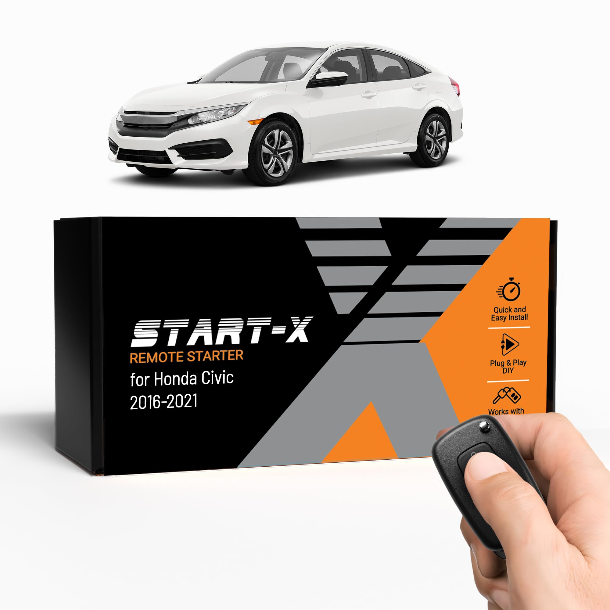 Start-X Remote Starter Kit for Honda Civic (2016, 2017, 2018, 2019, 2020, 2021) Vehicles | Key Ignition | Plug & Play Install | Lock 3X to Remote Start | Zero Wire Splicing