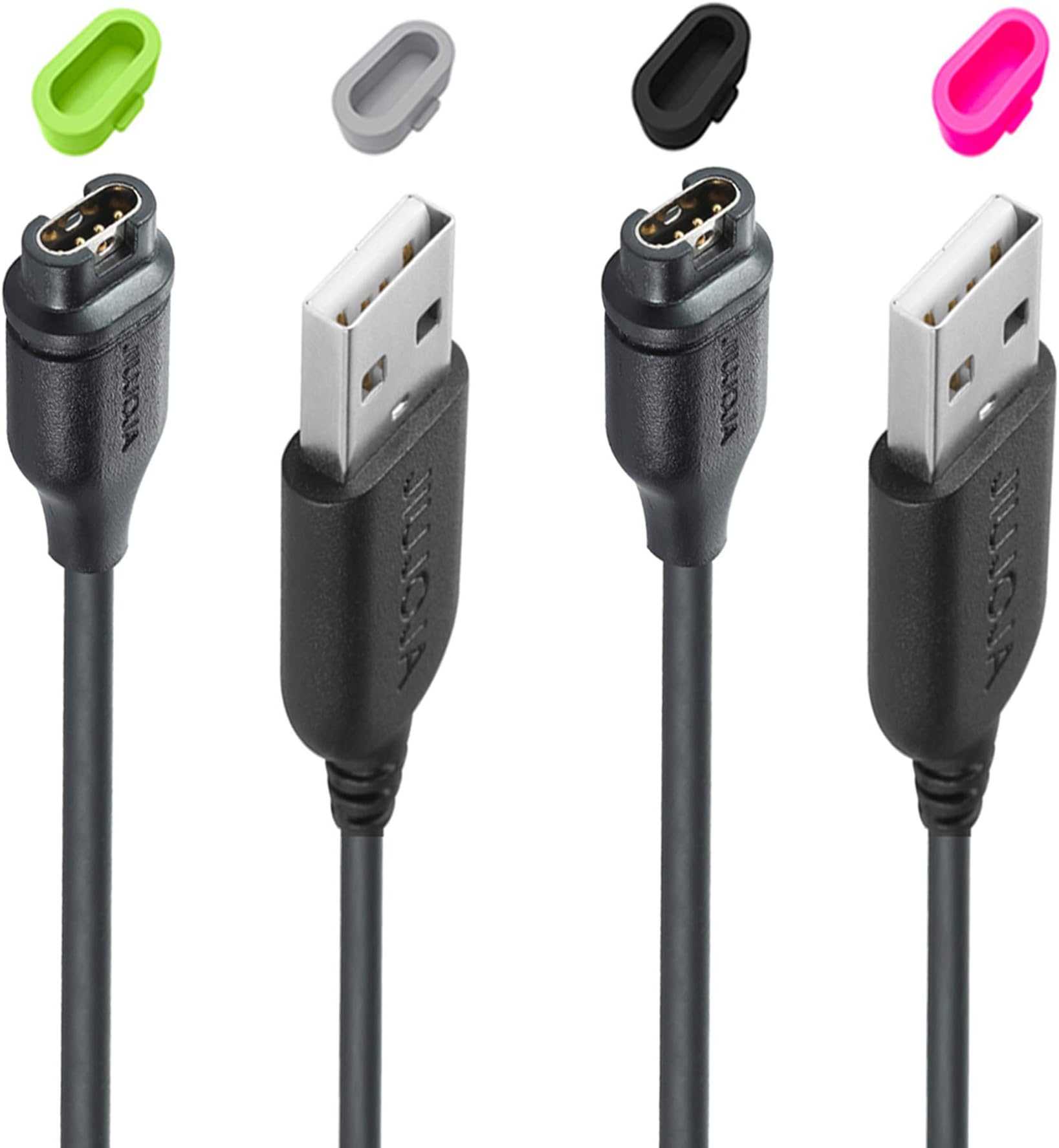 JIUJOJA Charger Cable Compatible with Garmin Watch - 3.93ft Length (2Pack) +4 Colors Charger Port Protector