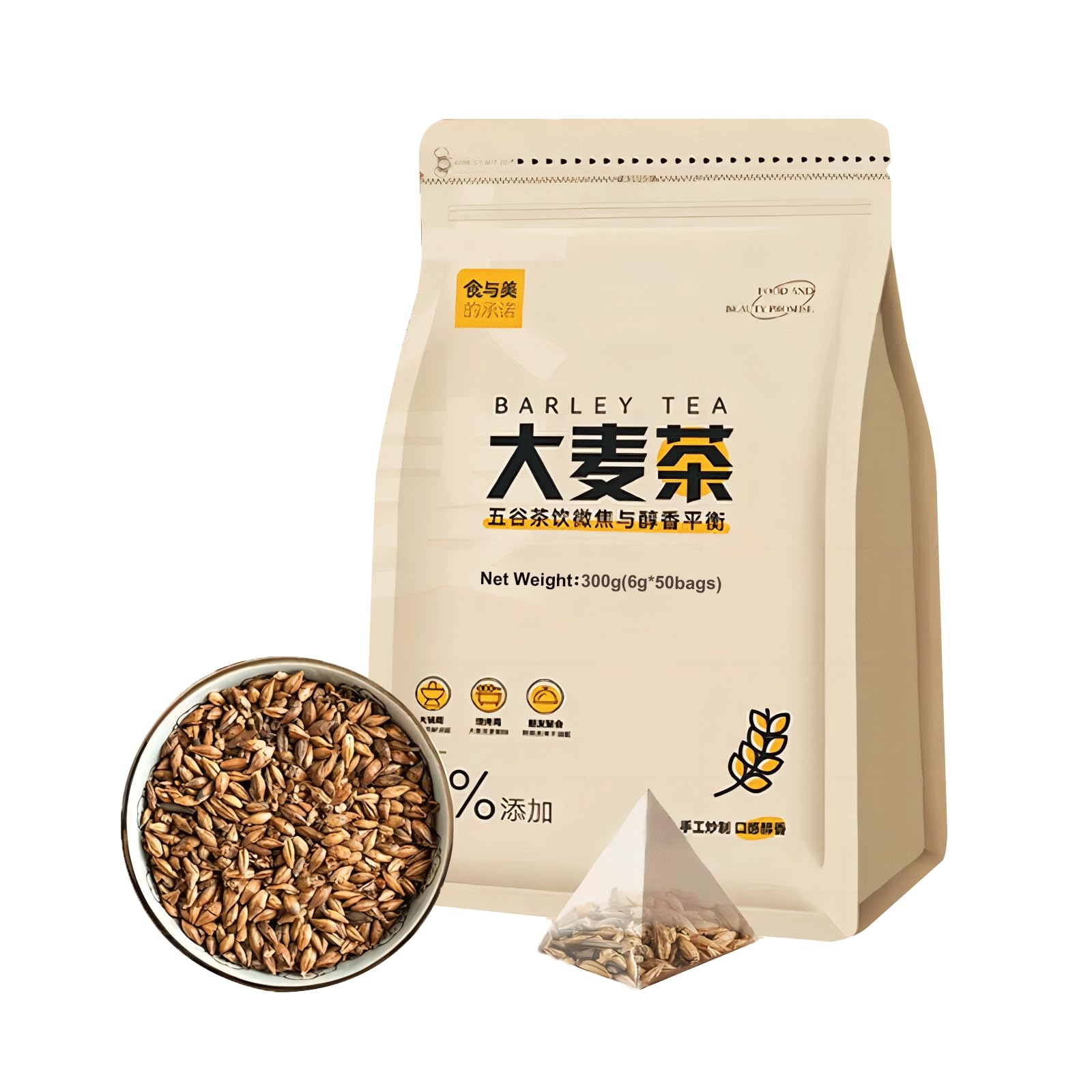 Barley Tea Bags, Roasted Barley Tea, 300g(6g x 50 count), Caffeine Free, Sugar Free