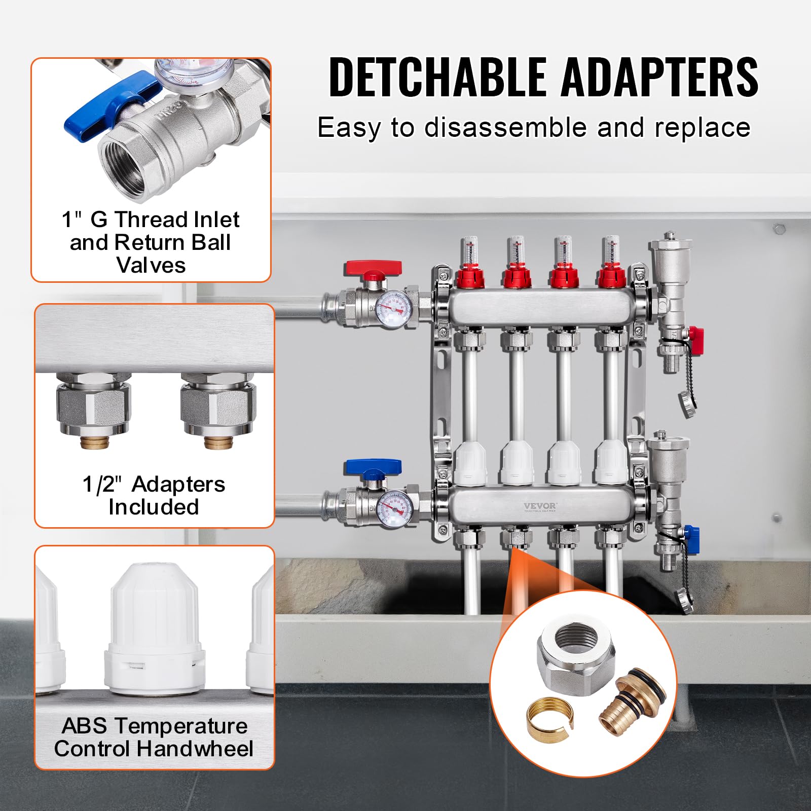Collettore Di Distribuzione Da 1" Con 4 Vie In Ottone Per Impianti - Foto 12