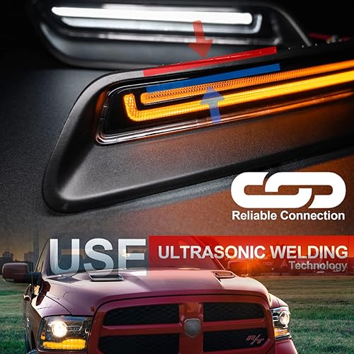 Miniatura 8 de NSLUMO Kit de barra de luz LED para campana de ventilación compatible con RAM 1500 Sport Hood Switchback 2010-2022 Lámpara de conducción DRL blanca