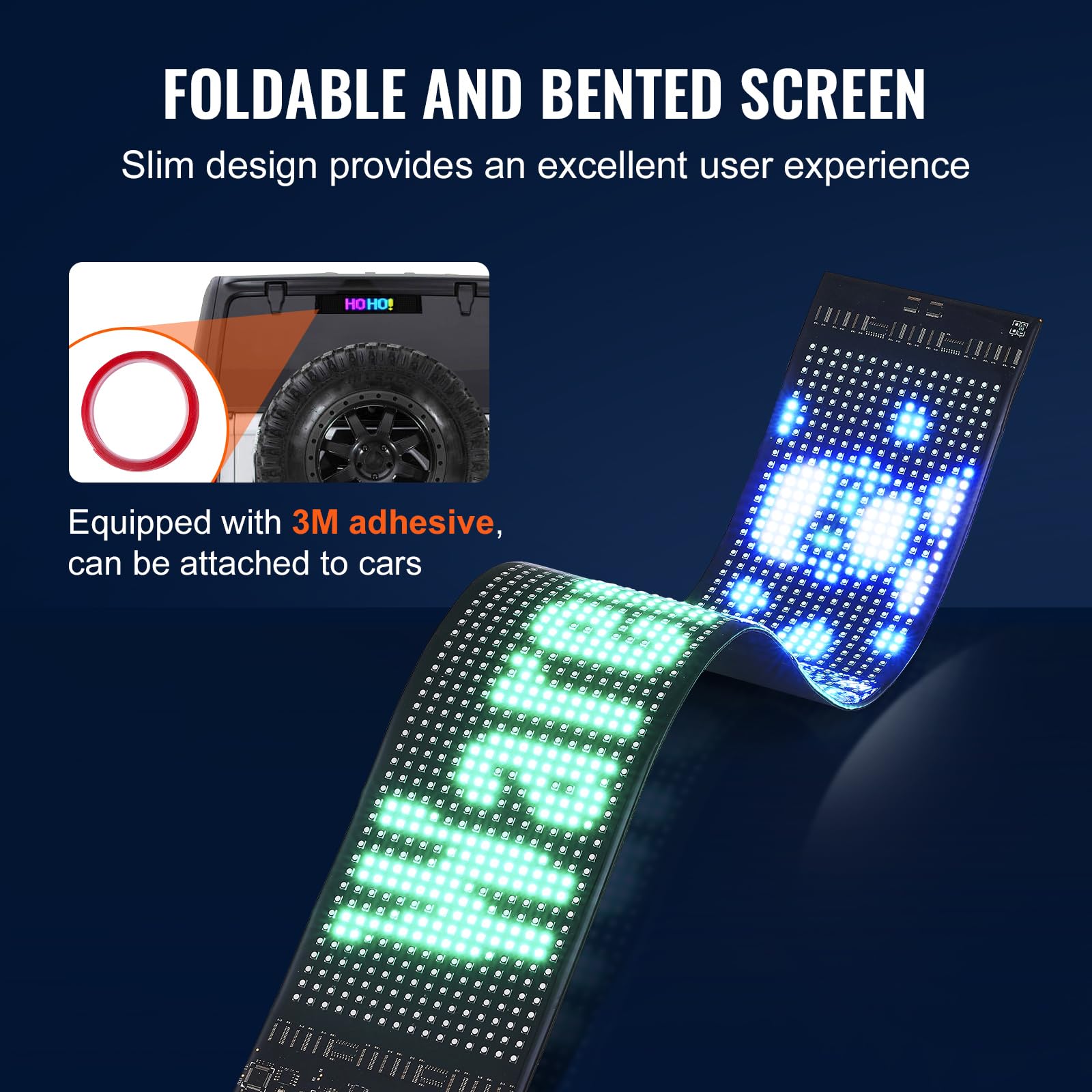 VEVOR Señal Luminosa LED Programable Flexible, Cartelera Desplazable a Todo Color P6, Panel Publicitario LED, Control de Aplicación Bluetooth, para Tienda, Bar, Publicidad, 68x12 cm