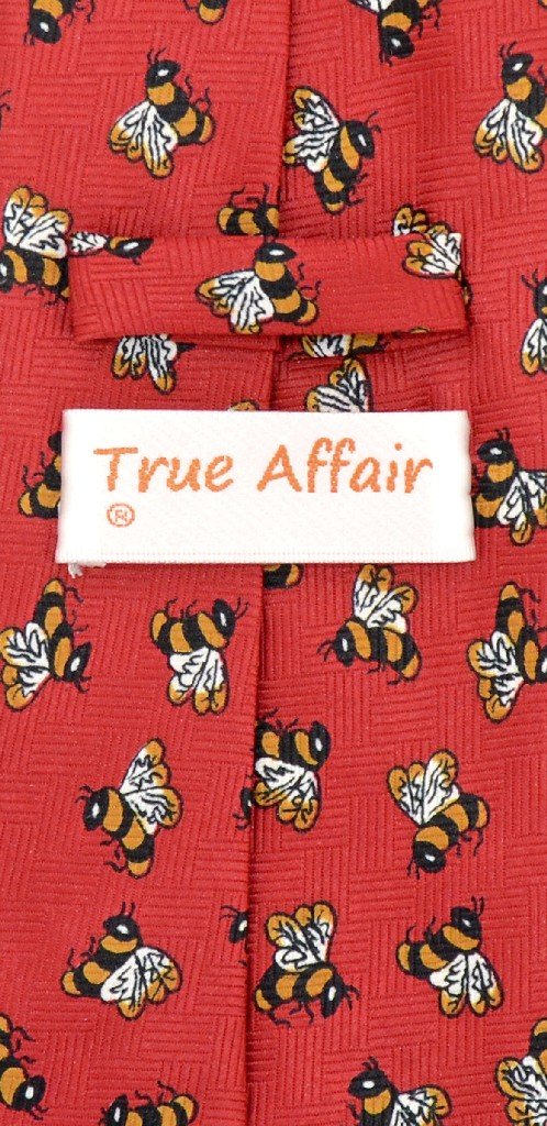 True Affair Bees Mens NeckTie Honey Bees with Red Background Mens Neck Tie