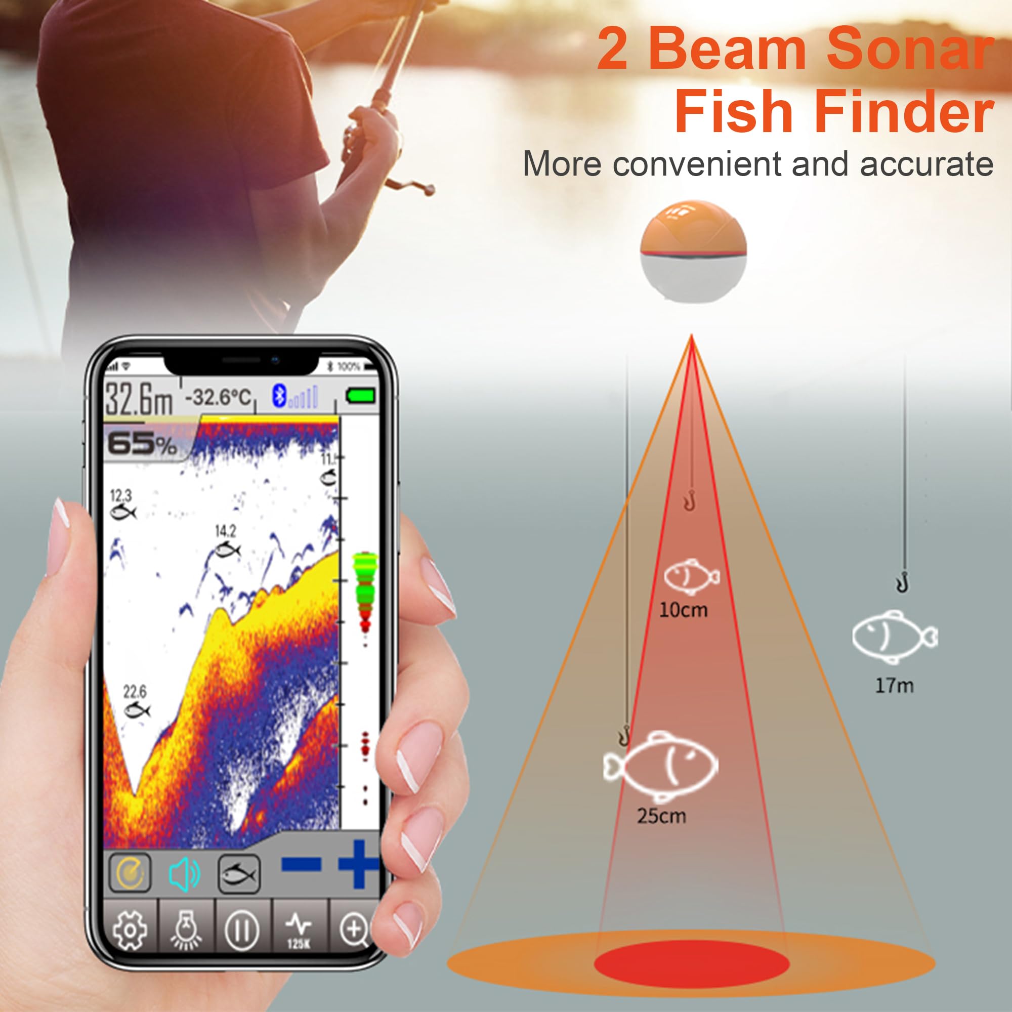 Depth Finder Smart Portable Depth Fish Finder With 100 M Wireless