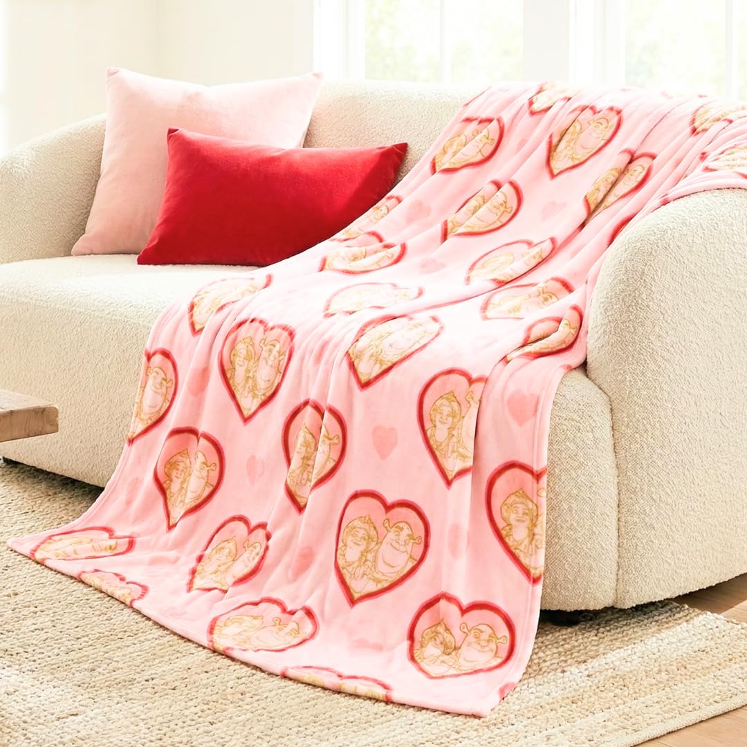 Plaid Shrek et Fiona super doux jeté de lit en peluche confortable 127 x 177,8 cm de qualité