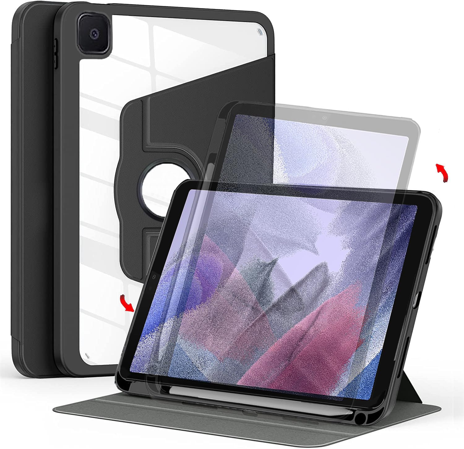 ProElite Cover for Galaxy A7 Lite Cover Case, 360 Degree Rotatable Smart Flip Case Cover for Samsung Galaxy A7 LIte 8.7 inch SM-T220/T225, Transparent Back with Pencil Holder, Black (B0CCS9WSWL) Amazon Price History, Amazon Price Tracker
