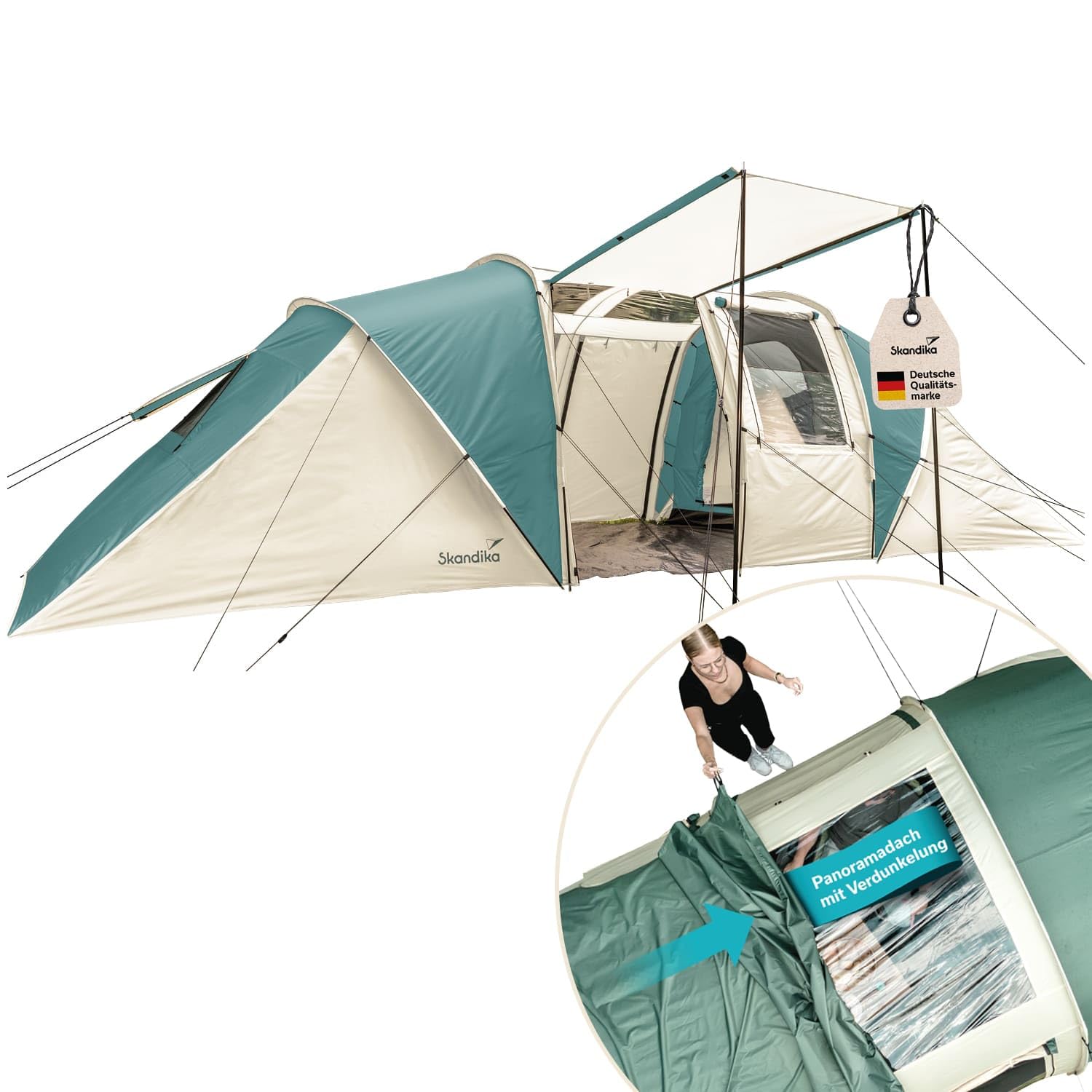 Skandika Kuppelzelt Kalmar | Campingzelt für 6 Personen, Dachfenster, Einlegeboden, 3000 mm Wassersäule, Familienzelt| Zelt für Camping, Outdoor, Festival
