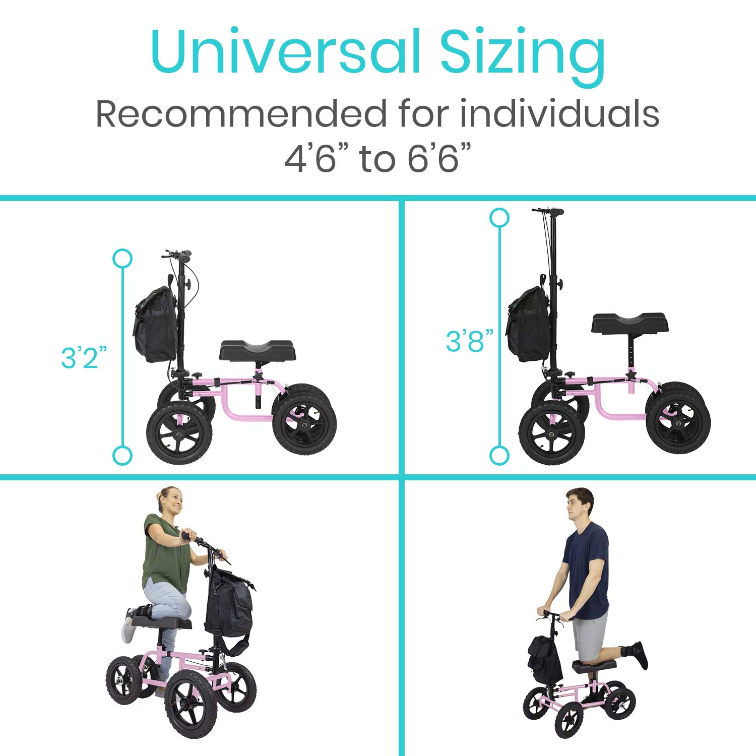 Vive Mobility All Terrain Knee Scooter Walker for Foot Injuries Adult