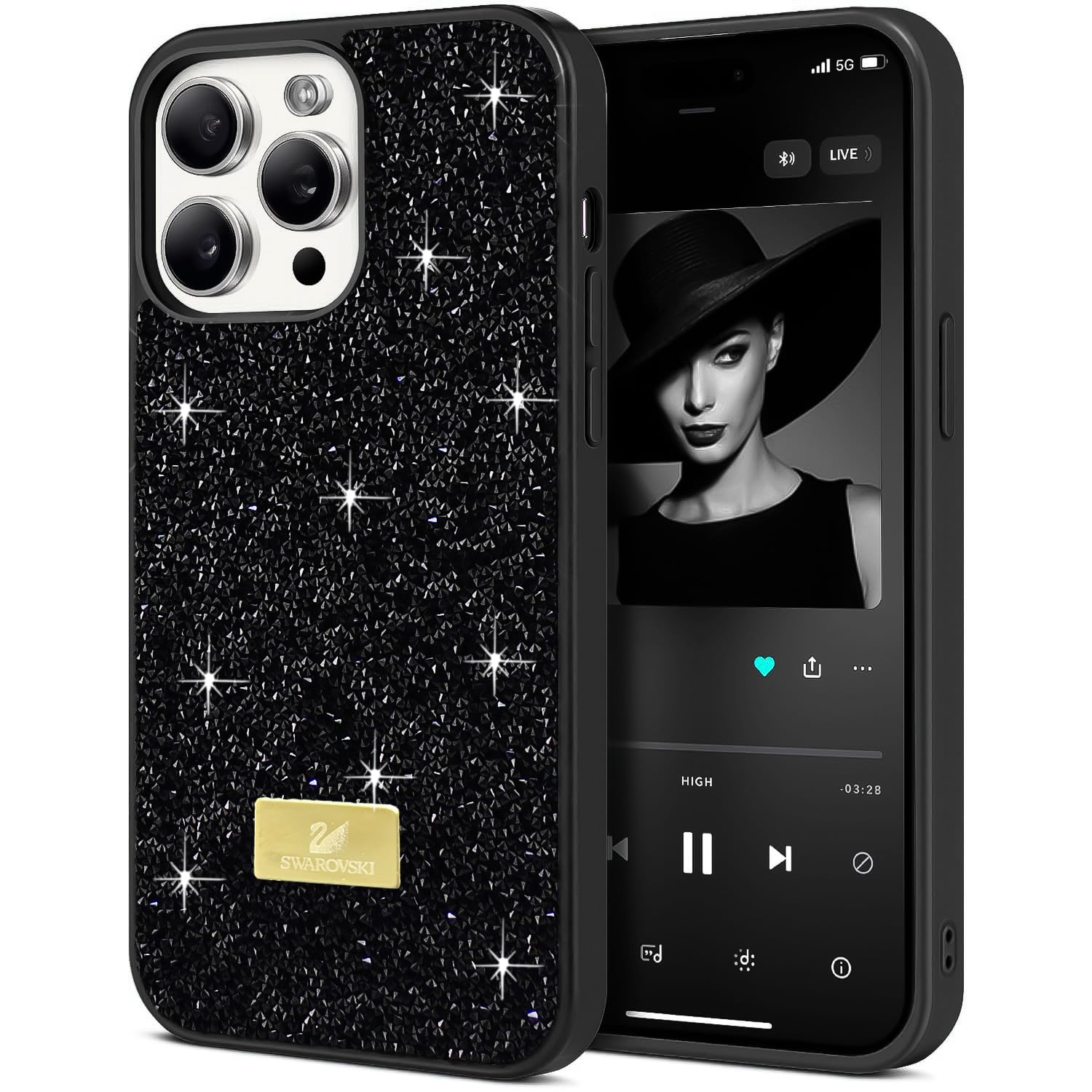 Dl3 Mobilak Case For iPhone 16 Pro Max 6.9-Inch Case Glitter, Sparkle Diamond Crystal Bling Case with Bling, Ultra Thin Lightweight Full Body Shockproof Anti-Scratch Protective Cover