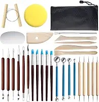 Kit de Ferramentas de Esculpir 30 Peças para Cerâmica Fria, Argila e Artesanato, Estecas ceramica fria - Ferramentas Profissionais Dupla Face, para Escultura e Criação de Peças Artísticas (preto)