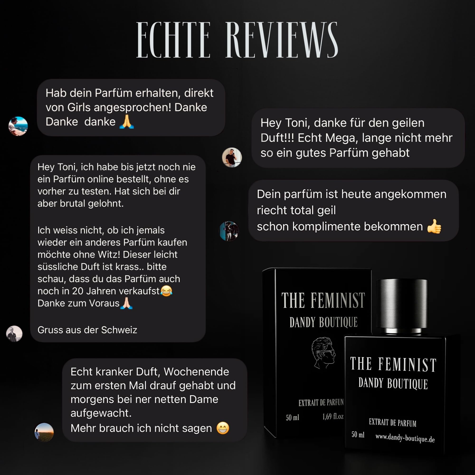 THE FEMINIST Herren Parfüm 50 ml – Extrait de Parfum mit 30% Duftöl – beliebtes langanhaltendes Parfüm für Männer – Made in Switzerland – Premium Duft für Dates, Club und Alltag