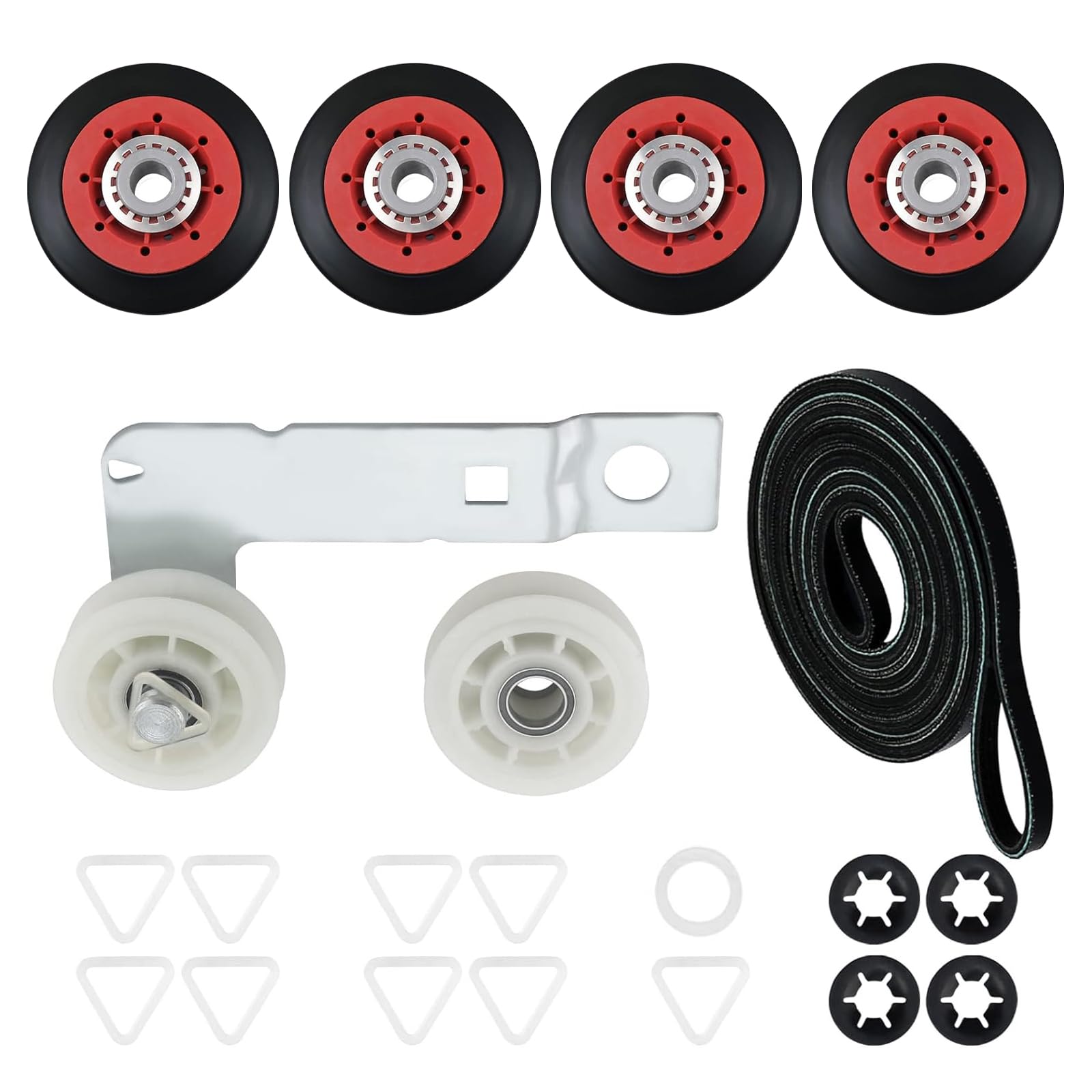 Mekalero Dryer Repair Set with W10837240 Idler Pulley Assembly and Drum Rollers for Electric Dryers with Idler Pulley Assembly and Drum Rollers