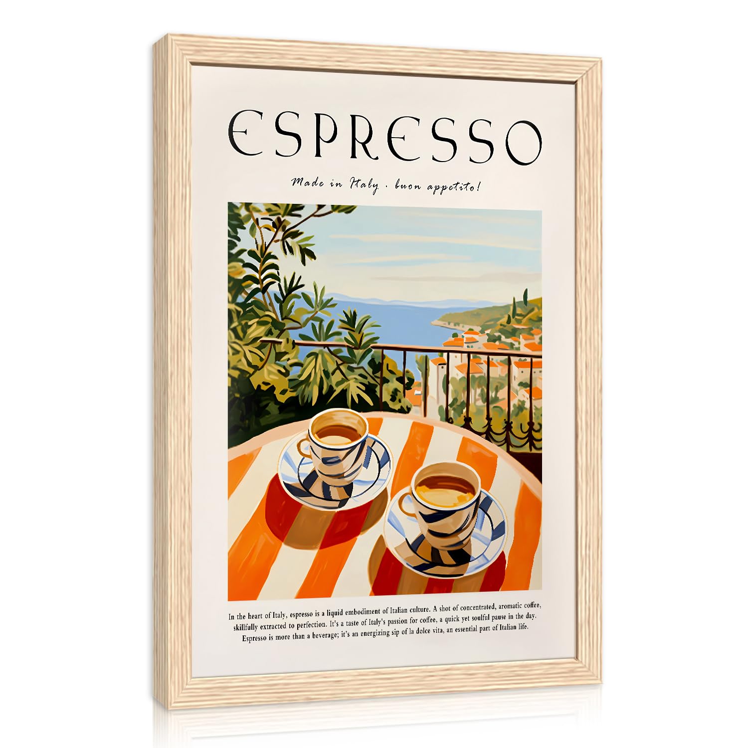 GELDSTEI Coffee Wall Art, Vintage Espresso Wrapped Canvas Print, Italian Coffee Poster Print, Cafe Bar Decoration, Retro Italian Cafe Wall Decor for