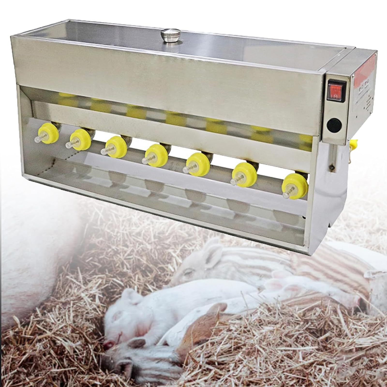 Fully Automatic Nipple Feeder, Stainless Steel Piglet Lactation Feeder, Automatic Livestock Milk Dispenser, Constant Temperature Control, 15L / 20L, Multiple Nipples, For Piglet Lamb Care 14heads