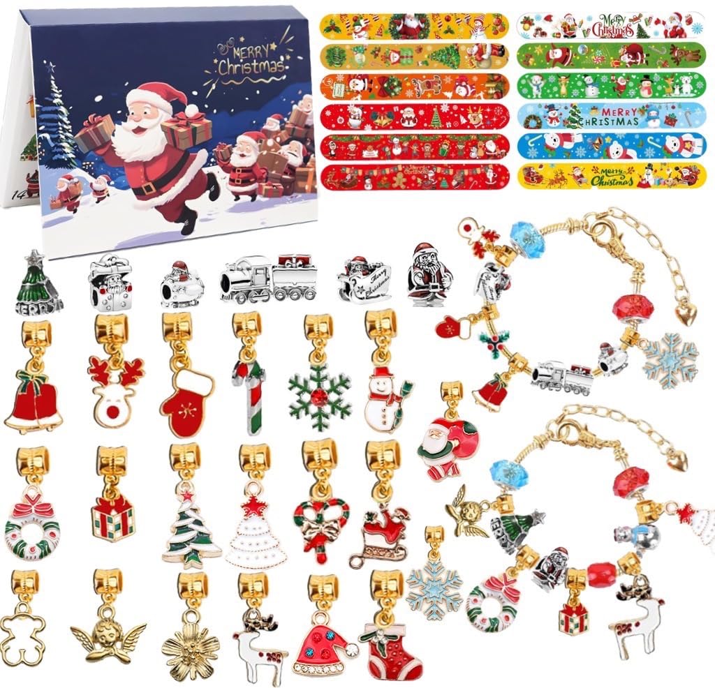 Jewellery Advent Calendar 2024 Girls, Advent Calendar 2024 Teen Girls, 24 Days of Surprise Xmas Count down Gifts, DIY Charm Bracelet Making Kit Gift Idea for girls