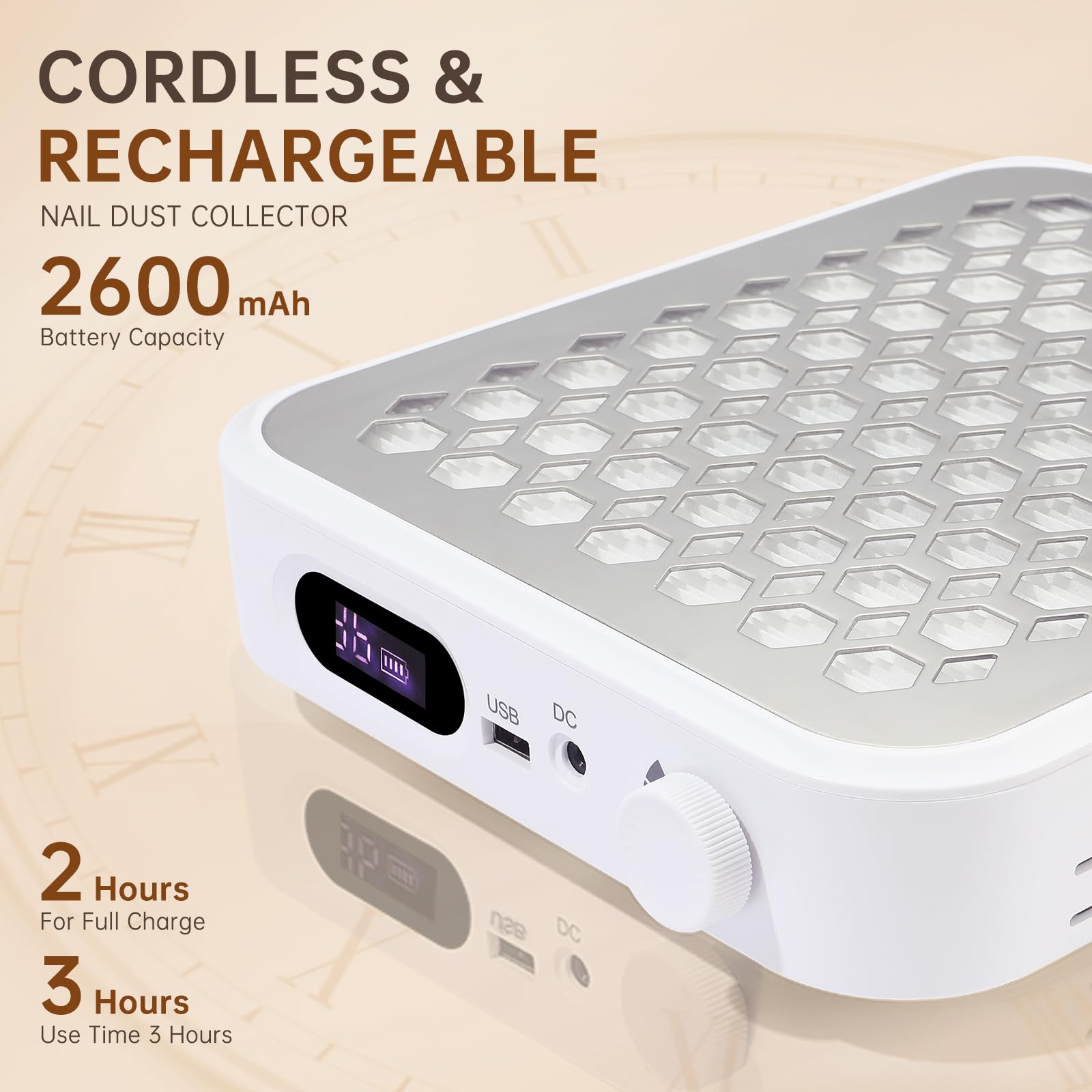CHRISTINE SHELLY Rechargeable Nail Dust Collector with Adjustable Suction