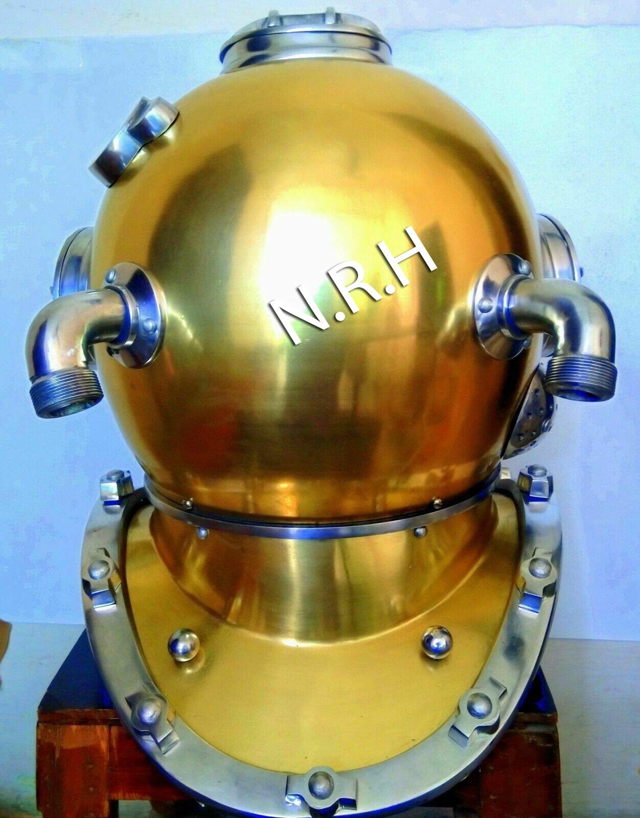 U.S Navy Mark V Casque de plongée avec finition chromée et laiton 45,7 cm