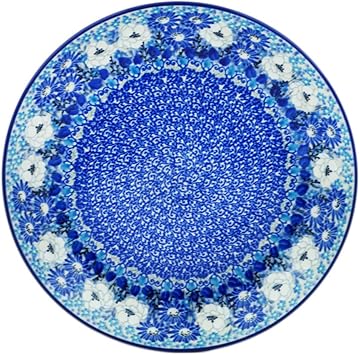 Polmedia Polish Pottery Dinner Plate UNIKAT - Blue Wildflower Meadow Pattern