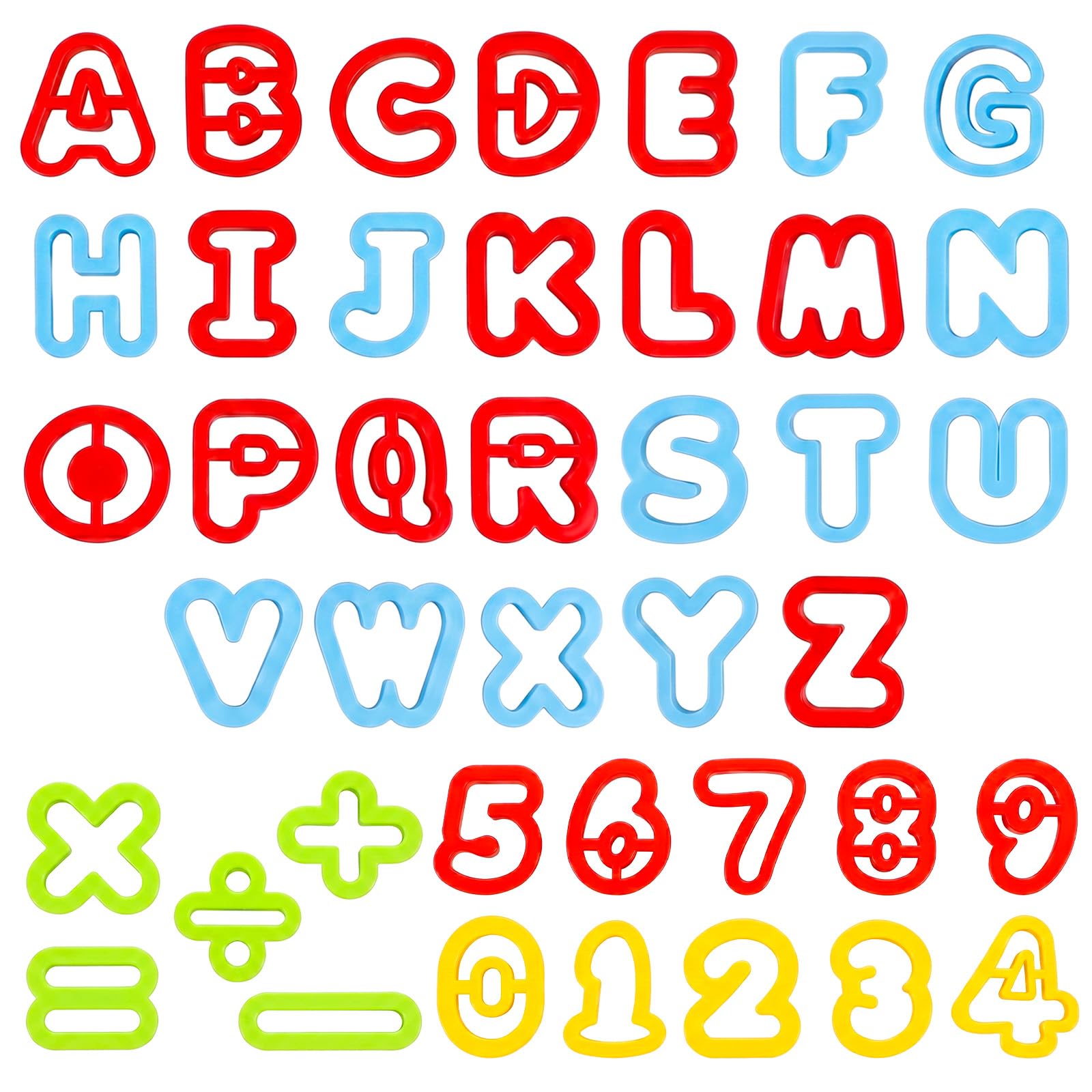 41Pcs Colorful Alphabet Cookie Cutters, Durable Letter Numbers Mold