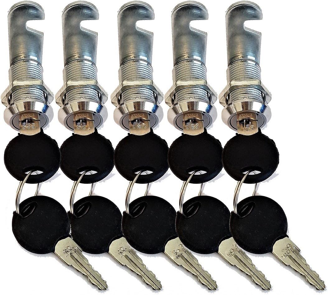 Cabinet CamLock Keyed Cam Locks Pack of 5 Different Keys NOT Alike