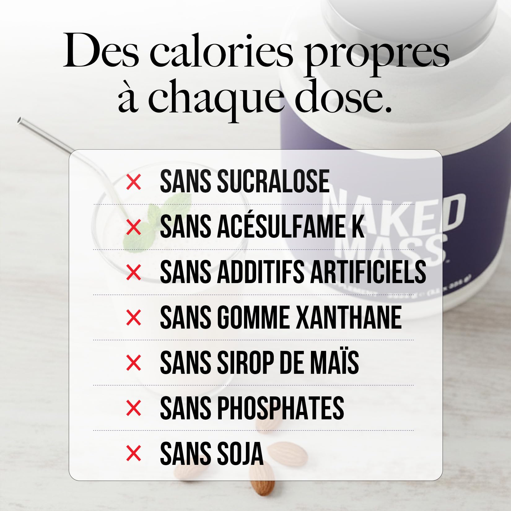 NAKED Mass – Poudre protéinée naturelle pour la prise de masse, sans arôme – 3531 g – Sans OGM, sans gluten, sans soja. Sans ingrédients artificiels – 1216 calories par portion