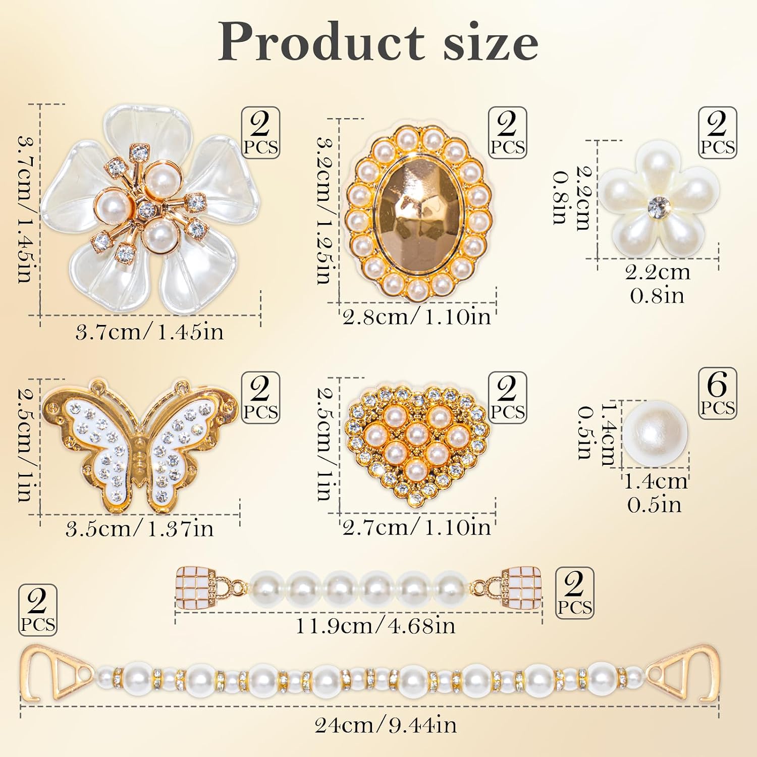 20 Pcs Bling Shoe Charms for Women, Pearl Flower Gems Shoes Charms, Butterfly Flower Charms Sparkling Pearl Shoe Chains, DIY Sandals Clog Shoe Decoration Charms for Birthday Party Favors