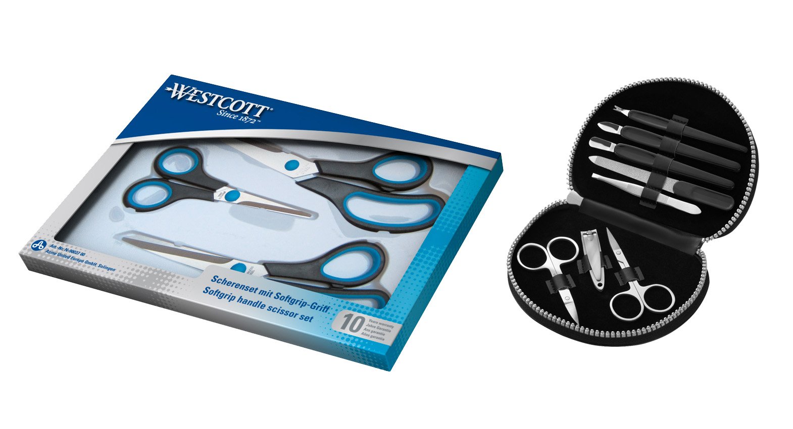 Westcott "Combipack Easy Grip" Scissor Kit with Manicure Case, 90027-10038