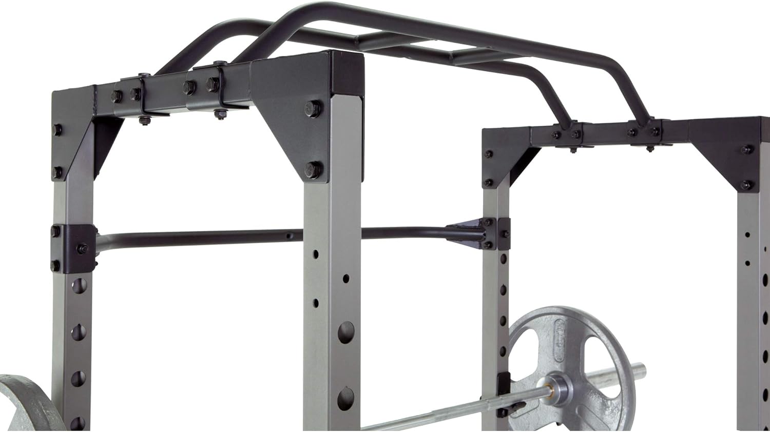 Жогорку view of the multi-grip pull-up bar on the power cage