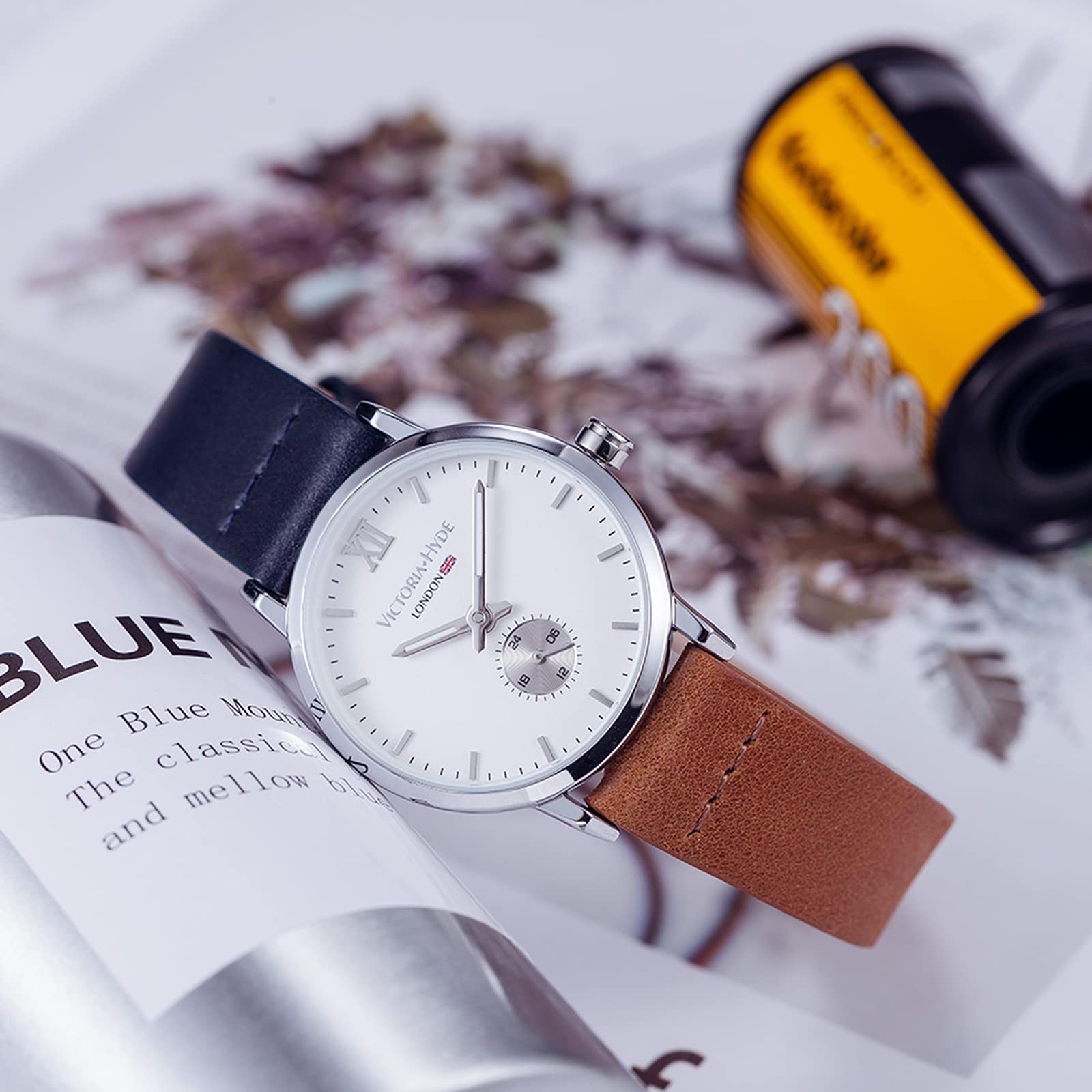 VICTORIA HYDE Esfera Pequeña Mujeres Reloj de Pulsera de Cuarzo Correa de Cuero