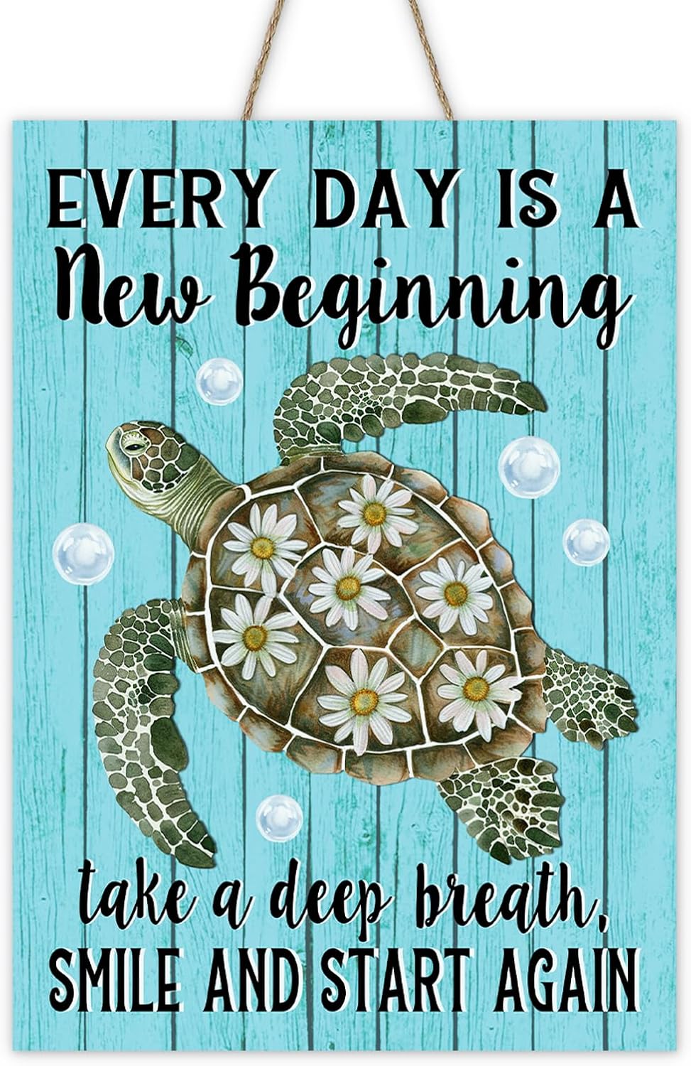 Wisdom of a Sea Turtle Inspirational Front Door Sign, Coastal Beach Wooden Hanger Outdoor Outside Home Decor Gifts for Turtle Lovers, Nautical Farmhouse Wreath Indoor Wall Hanging Decoration