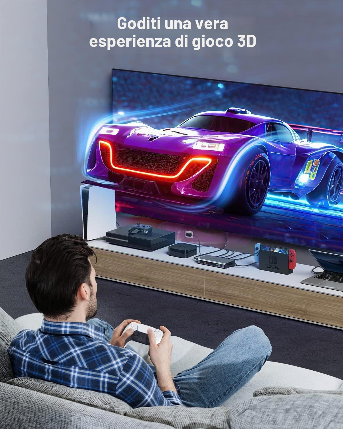 Interruttore HDMI 5 in 1 uscita 4K a 60Hz, separatore HDMI GANA con selettore remoto, compatibile con PS5/4, Xbox, Nintendo Switch, Roku, TV, Fire Stick