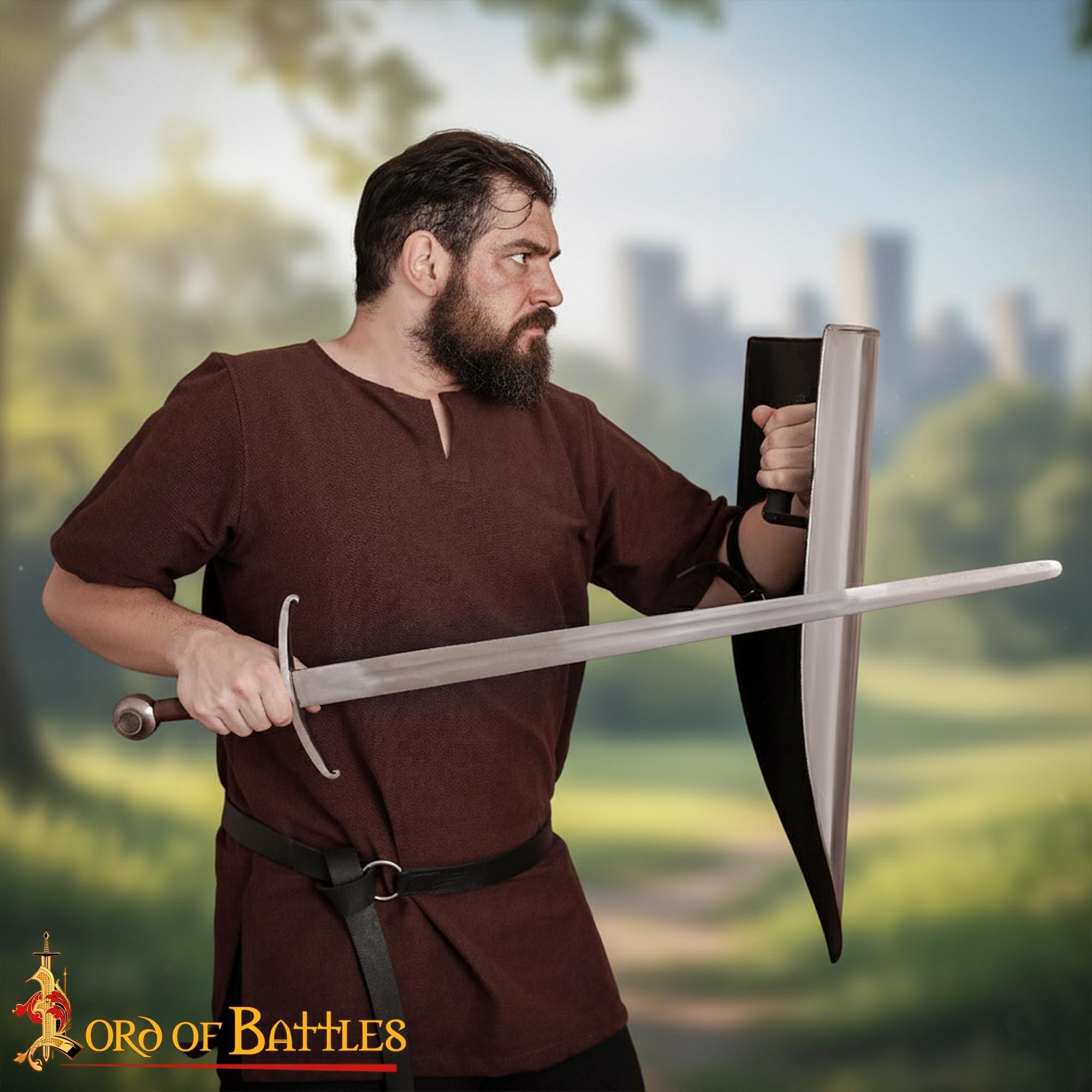 Lord of Battles Mittelalterlicher Heizschild, handgeschmiedet, anpassbar, funktional, mittelalterliche Rüstung, Schild, historische Nachstellungen