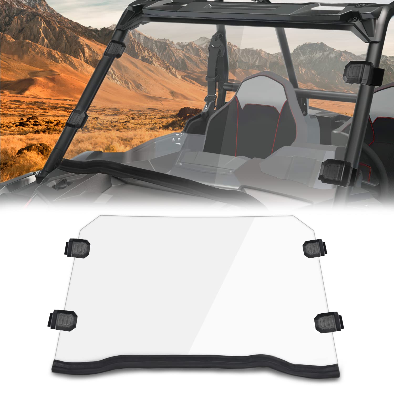 Frokom Front Windshield for Polaris RZR 1000 / 900 - Full Coverage, Fits 2014-2018 Models