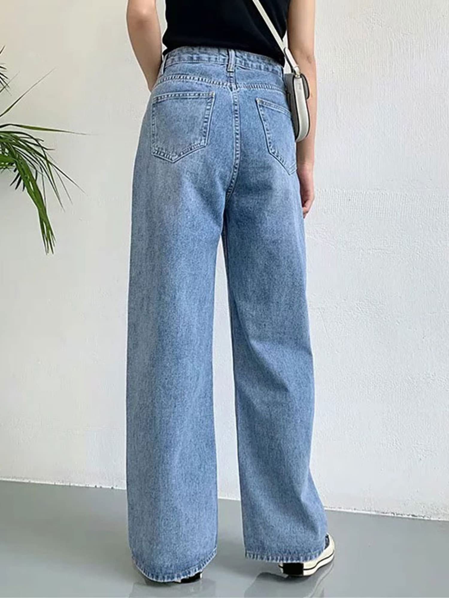 HDLTE Women Wide Leg Jeans High Waist Baggy Jeans for Women Loose Boyfriends Jeans Denim Pants Y2K 90s