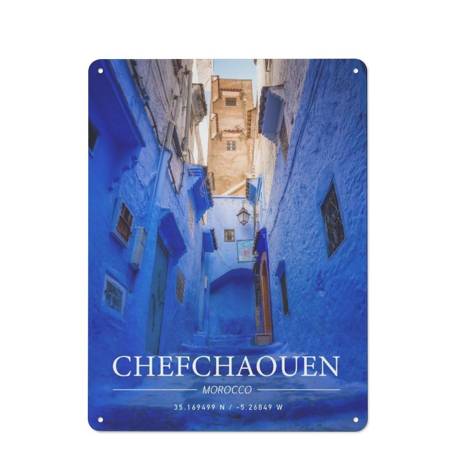 Junmoney Chefchaouen Retro Tin Sign 40X30cm For Workshop Wall, For Collectors Of Retro Metal Wall Decor
