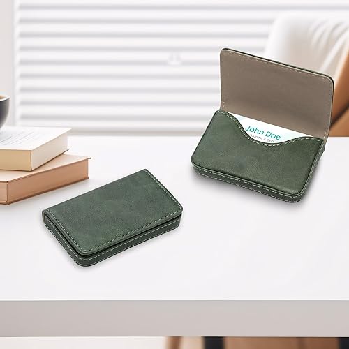 Miniatura 5 de Cartera con bloqueo RFID, tarjetero minimalista de cuero para tarjetas de crédito (12-verde)
