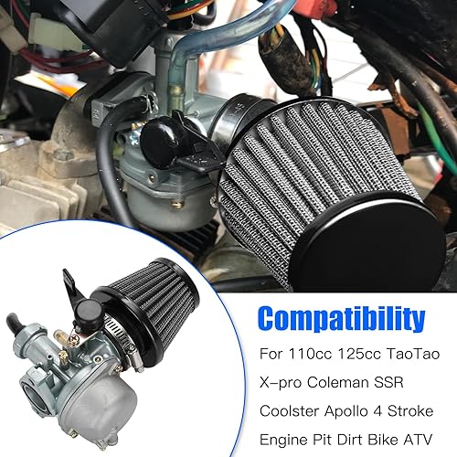 Vista 12 de YOXUFA Carburador PZ22 de 0.866 in para cable de acelerador de carbohidratos para 110cc 125cc ATV Pit Dirt Bike Coolster Mountopz SSR TaoTao DB14