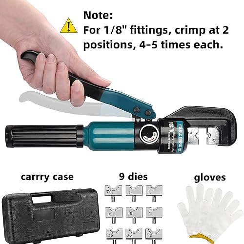 Miniatura 6 de Steel DN Mate Herramienta de prensado hidráulico con 9 troqueles y 220 pies T316 18 cable de acero inoxidable con cortador