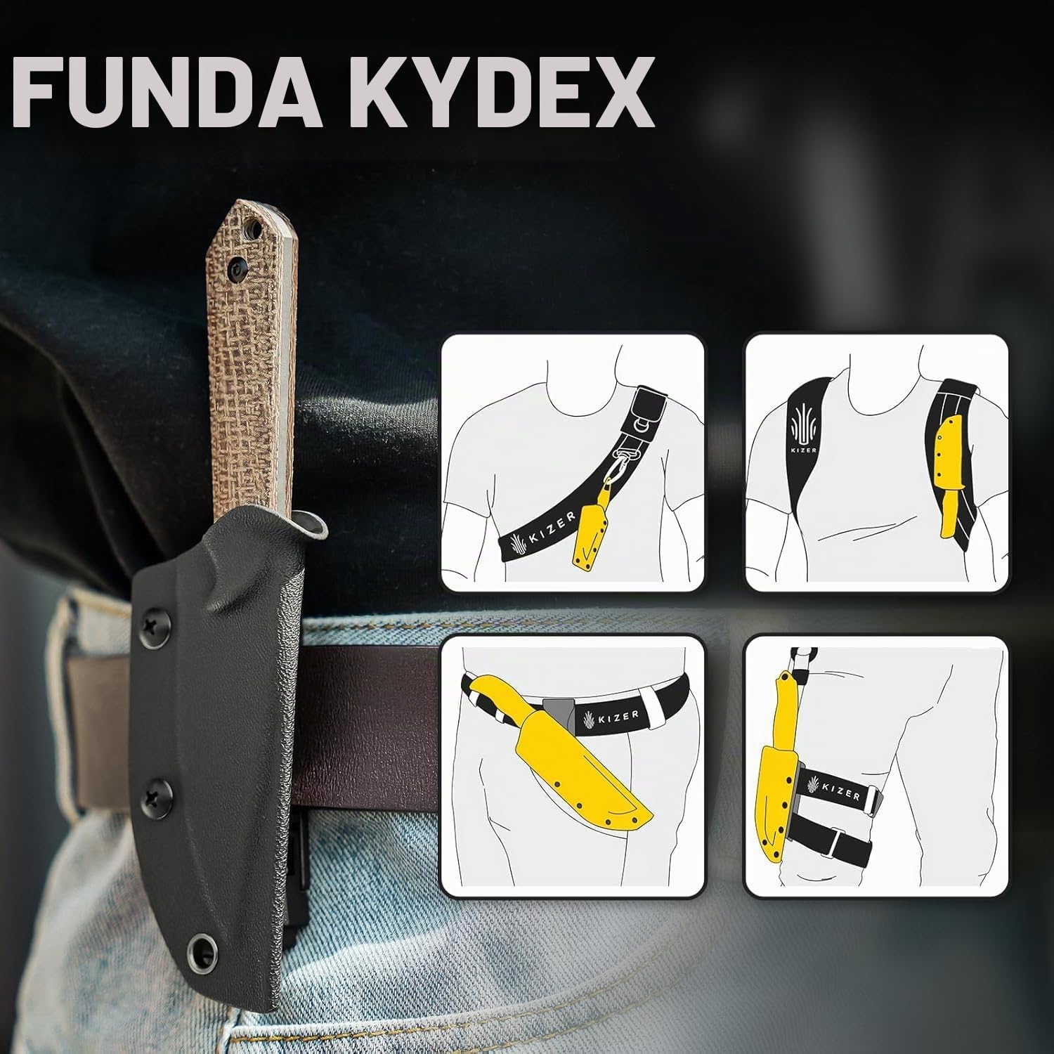 Kizer 1040SM1 Mini Harpoon Cuchillo, Hoja 3V 8.5 cm, Micarta - EDC Profesional Supervivencia Camping con Funda