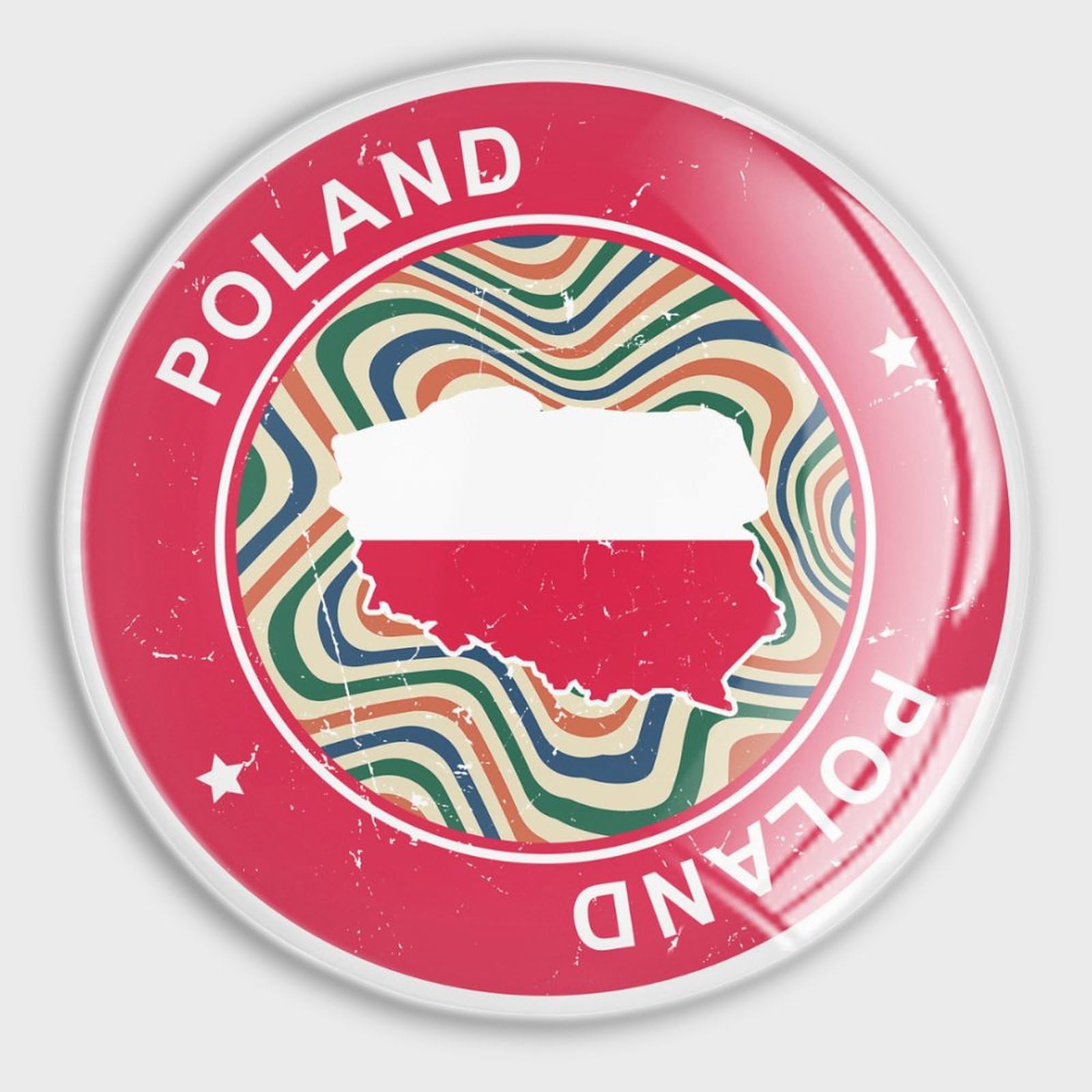 Aimants de réfrigérateur Pologne - Lot de 4 en verre, cadeau souvenir idéal