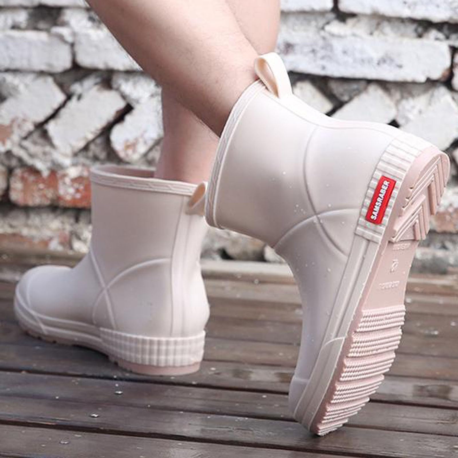 Stivali da Pioggia Donna Eleganti con Suola Spessa, Modello alla Caviglia Resistente, Calzature Impermeabili per Pesca, Autolavaggio e attività Outdoor #D