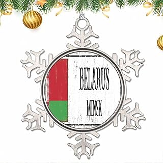 Capital City Minsk Christmas Ornament Belarus Snowflake Metal Ornaments Christmas Stocking Filling Gift Christmas Keepsake Tree Decorations 3inch