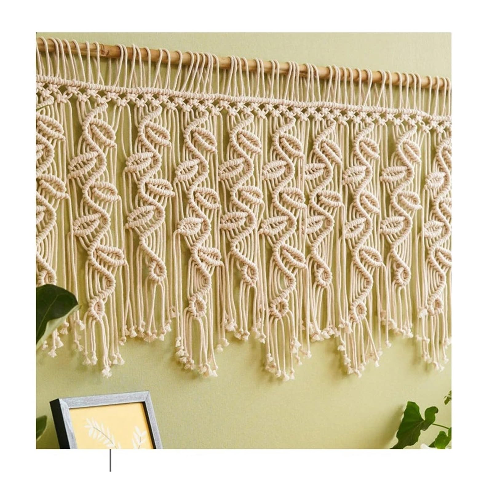 XCTDSVAH Tapisserie Macramé Rideau de tapisserie en macramé tissé à la main, décoration fenêtre salle séjour, arrière-plan maison(No wooden stick)