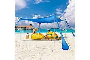 Spacious 7x7 FT Beach Tent Canopy Shelter with Sand Shovel and Carrying Bag