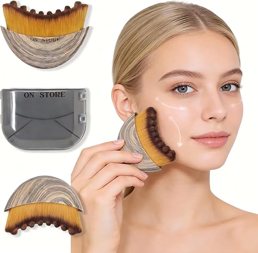 Lymphatic Contour Face Brush, Manual Lymphatic Drainage Massager, Natural Makeup Brushes with Durable Soft Bristles, Hypoa...