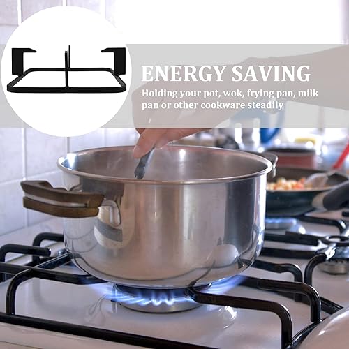 Miniatura 3 de Uonlytech Cubiertas para quemadores de gas de hierro fundido, anillo de soporte para wok, 8.1 in cuadrado para quemador de gas, salvamanteles,