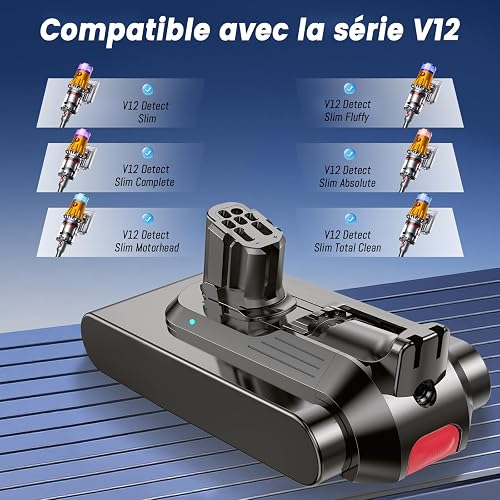 Batterie de Remplacement Compatible avec Dyson V12 Detect Series, Ecovoltix Batterie pour V12 SV20 SV26 SV30 SV34 SV35 SV46 Aspirateur (ne Convient Pas aux modèles V11 SV12) avec Filtre - 3