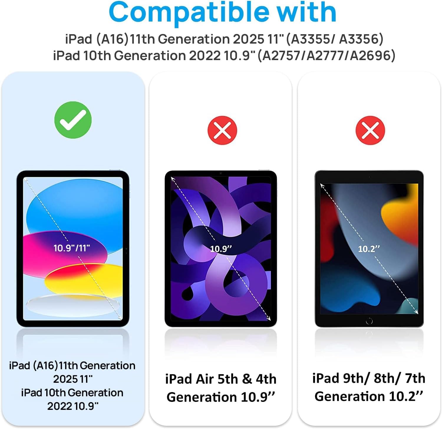Gerutek Coque Antichoc pour iPad (A16) 11ème/10ème Génération (11/10.9 Pouces) 2025/2022, Coque pour iPad 10ème, Étui Robuste avec Support Rotatif à 360°, Dragonne et Bandoulière, Porte-Stylet, Noir