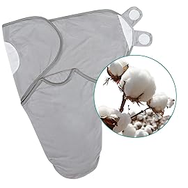 Biloban Baby Swaddles 0-3 Months for Girls, Cotton Swaddle Blanket, Newborn Essentials, Grey & White, 2 Pack