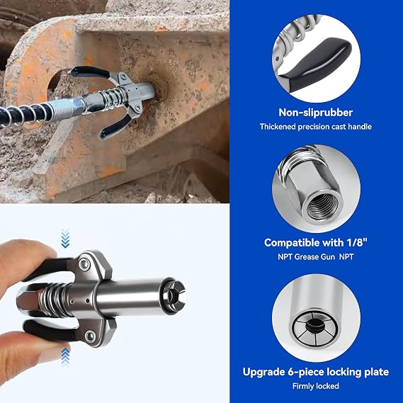 Grease Gun Coupler Kit, 90 Degree Adapter, 9-Piece